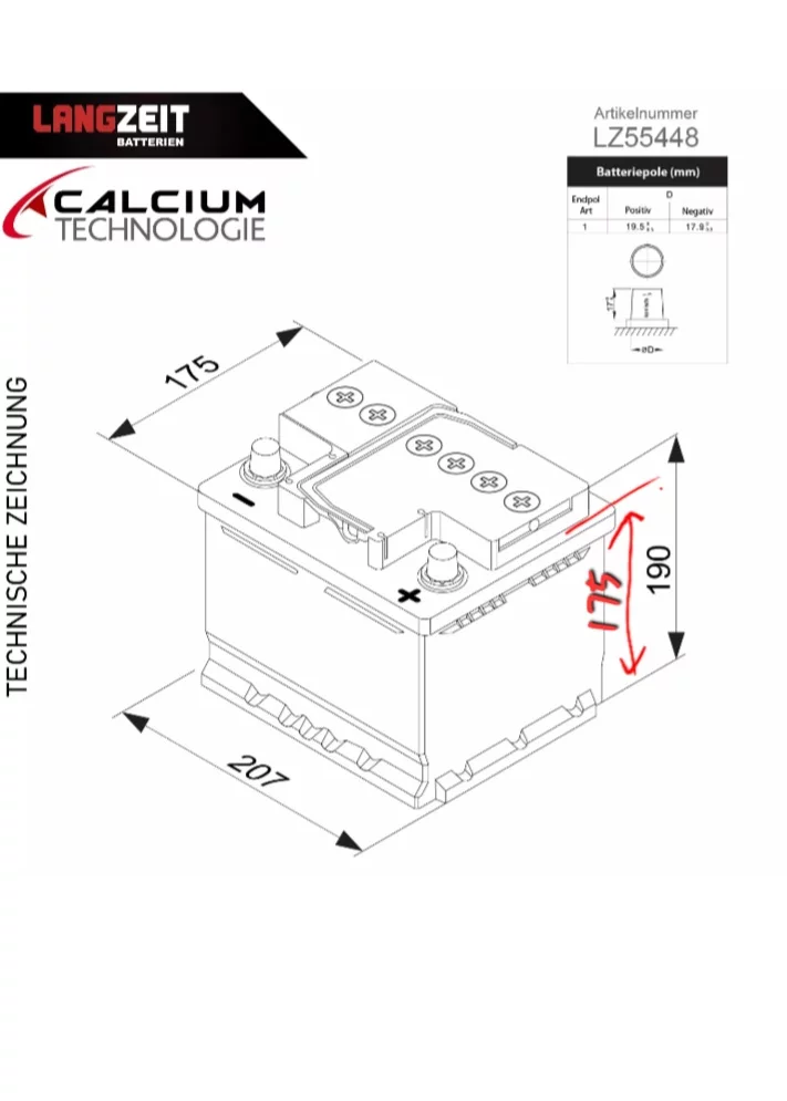 Batterie 12V Akku Dacia Spring 50ah 520A Muster.webp