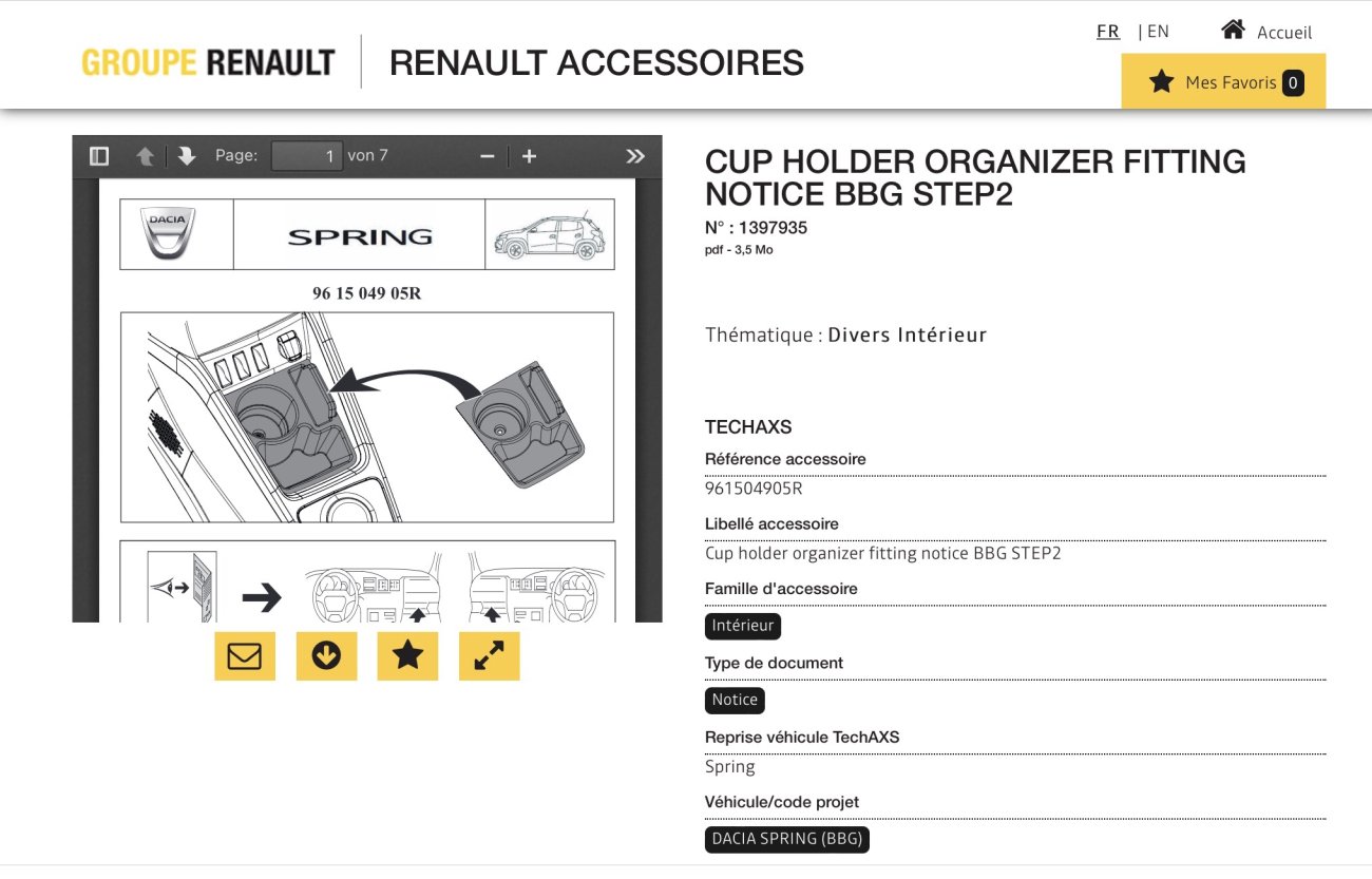 Konsolen Organizer Handschuhfach Organizer Box Dacia SPRING 2020-2023  ORIGINAL