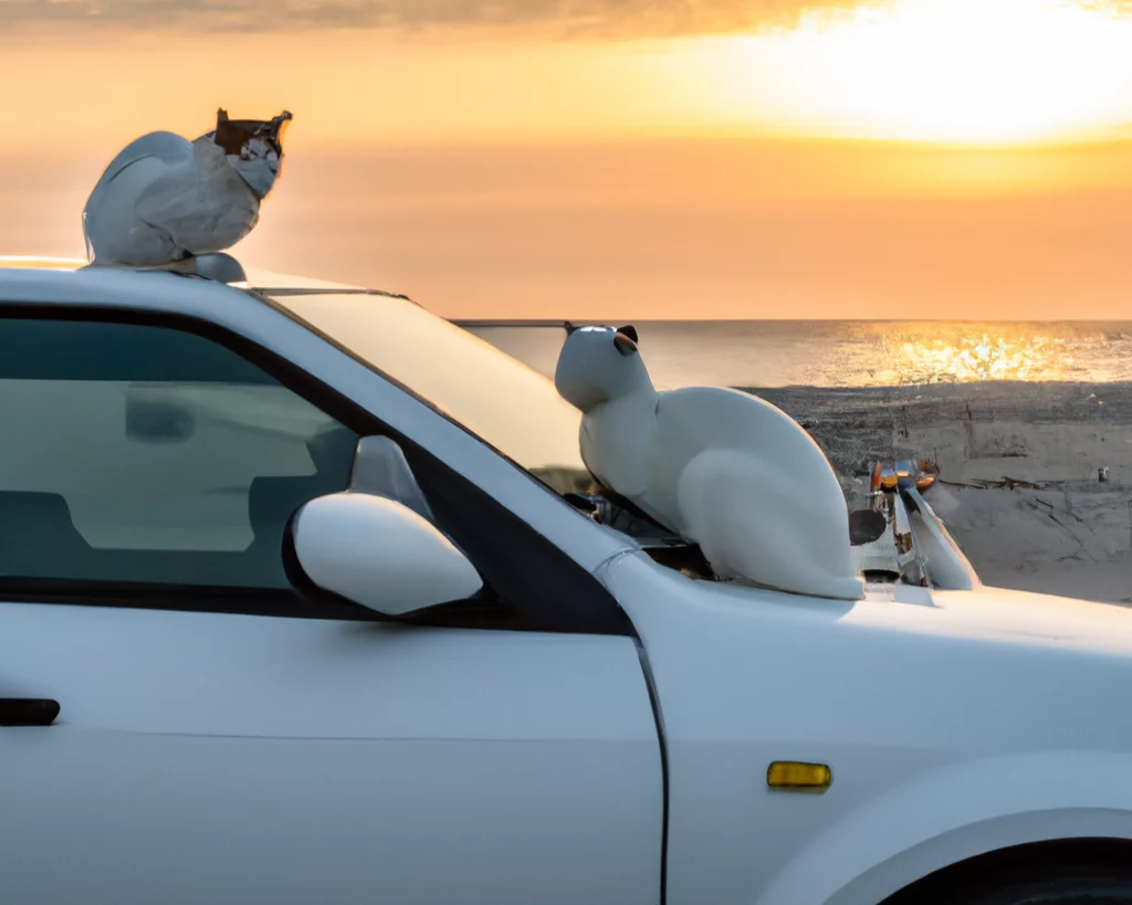 DALL·E 2023-04-24 06.48.32 - a dacia spring car in polar white with orange exterior mirror ho...webp
