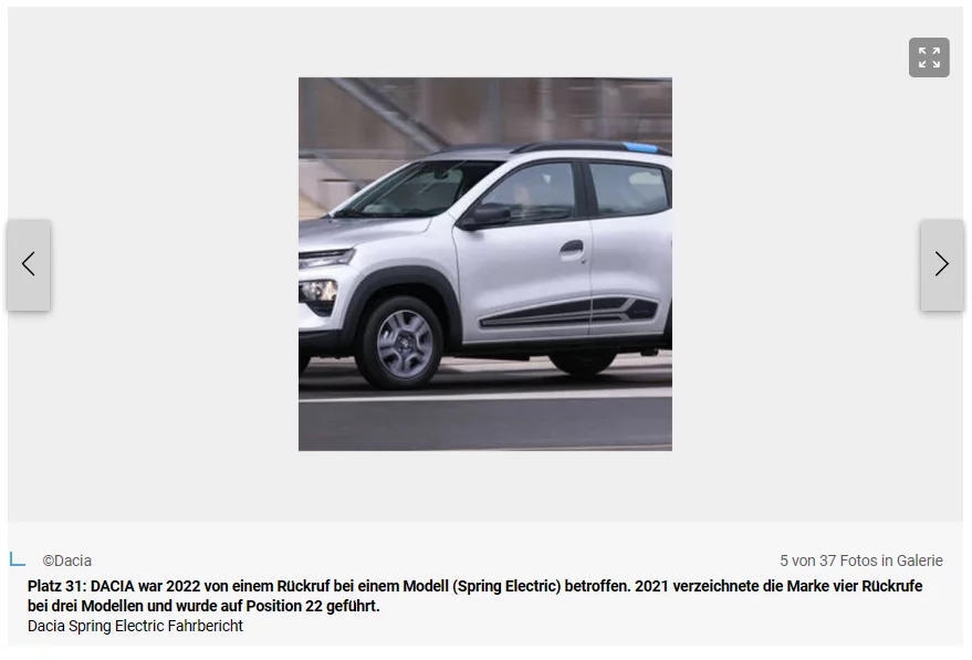 Rückruf Dacia Spring electric 2022.webp